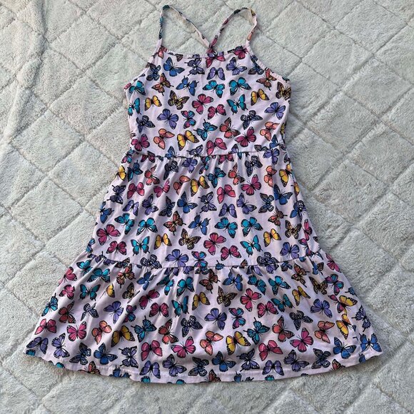 The Children's Place | Rose Mist Butterfly Print Tiered Dress | Size Extra Large - Picture 2 of 10